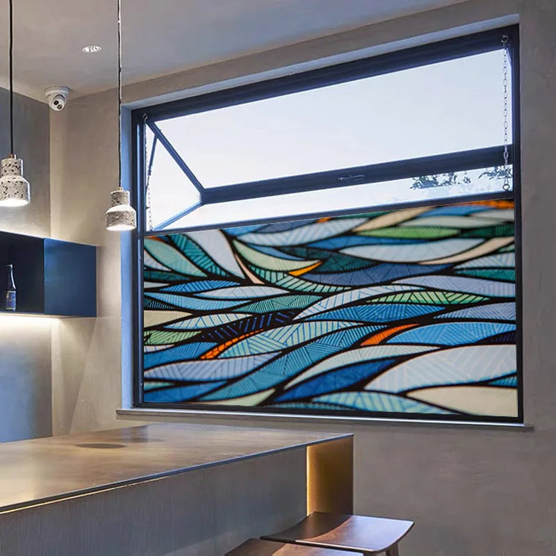 Custom Size Stained Glass Window Film, Frosted Glass Sticker, Kitchen, Kids Room, Door, Bathroom, Home Decor