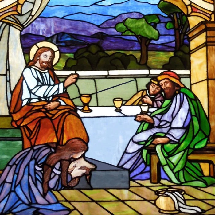 Custom Frosted Stained Glass Window Film,PVC Static Cling ,Retro Church Jesus Decor Foil Stickers Window Treatment Home Decor