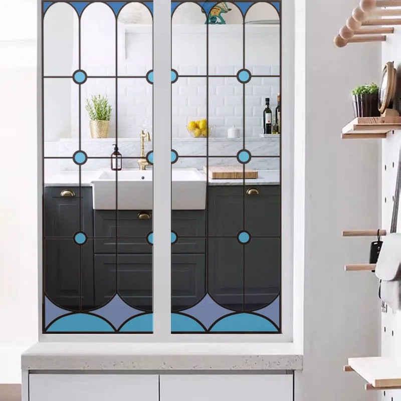 2 Double Sided Stained Glass Film Door Sticker,Decals Window Film,Alert Birds,Dogs,Kids,Guests.Warn Protect Safety Static Cling