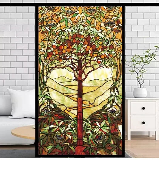 Frosted Privacy Window Film, Stained Glass Film, European Church Style, Colorful Window Stickers, Shower and Bathroom