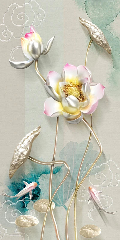 Stained Glass Door Stickers, Opaque Self-Adhesive, Lotus Poster for Kitchen, Bedroom, Bathroom, Customized Size