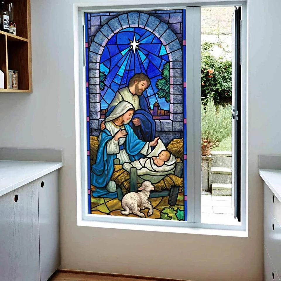 Custom size Window Films The Birth of Jesus Christ European Church Mosaic Art Glass Film Stained Window Opaque Sticker
