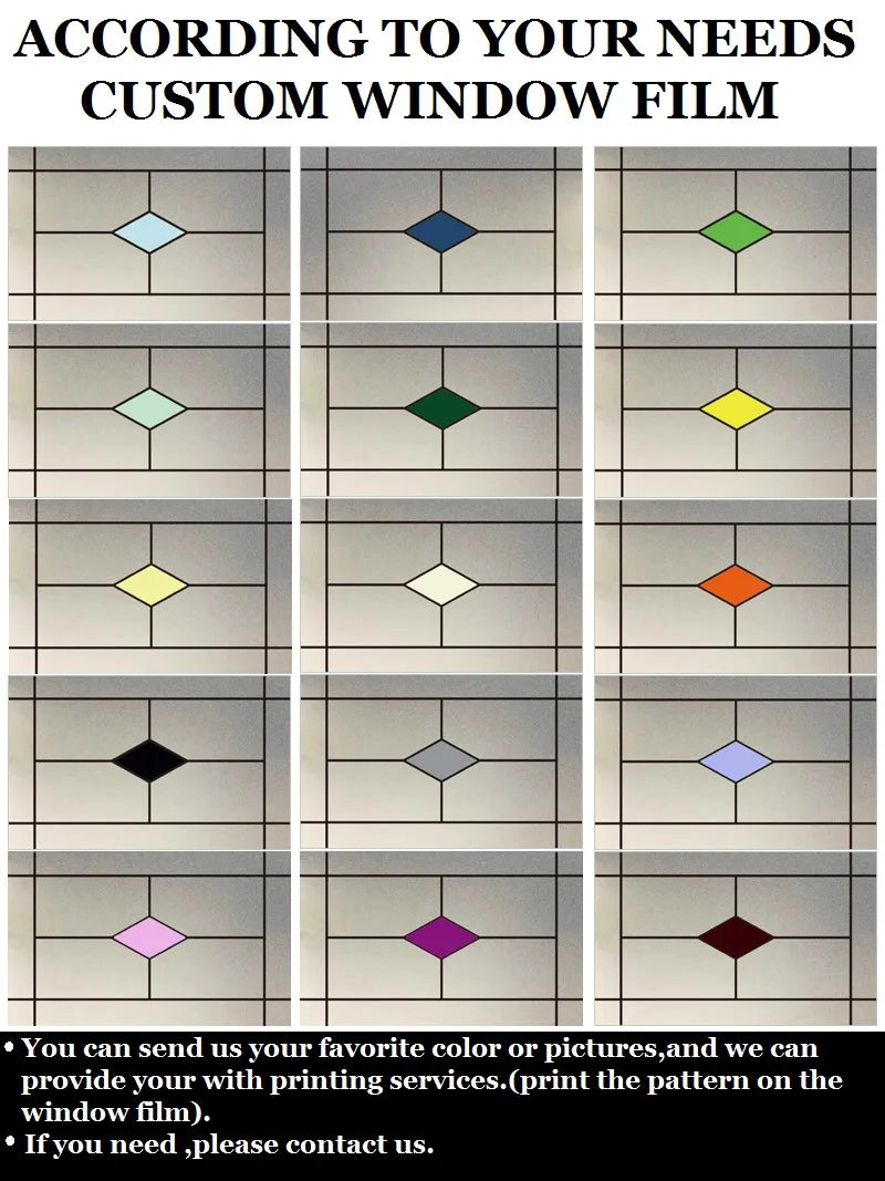 Custom size Window Film Stained Glass Films Frosted Privacy Film Static Cling Removable Sticker Japanese Type Retro Pattern