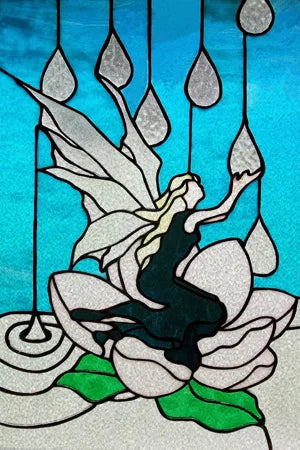 Frosted Stained Glass Window Film, Custom Size, Static Cling, People Girls Angel Sticker, Room, Kitchen, Office, Home Decor