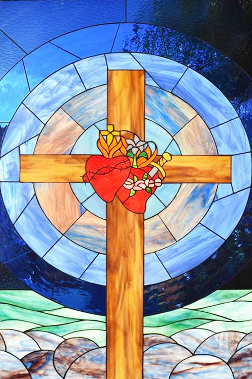 Window Film Frosted Stained Glass Films,Customized Static Cling Church Crosses Picture,Privacy Sticker for Office Home Decor