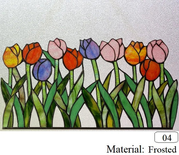 Customized size Windows Glass Films Stained Glass Door Stickers Frosted/3D Etched Flower Birds for Kitchen Office Bathroom