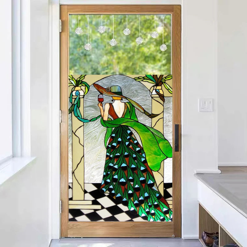 Frosted Stained Glass Films,Customized, Multicolored Static Cling,Privacy Protection, Reusable, Removable, Home-Decor