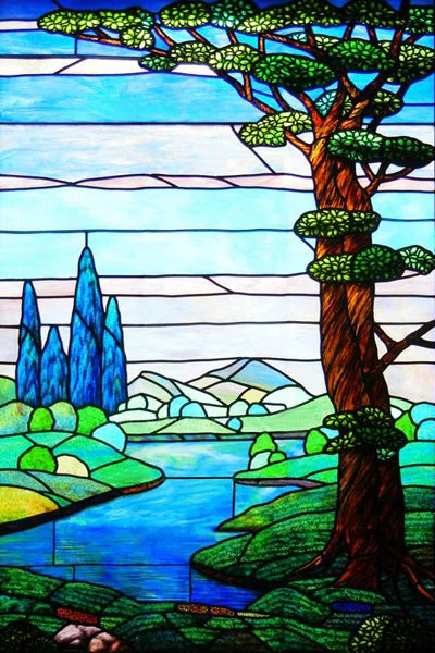 Custom Size Stained Glass Window Film Decorative Frosted Privacy Sticker Non Adhesive Static Cling Removable Retro Village Life