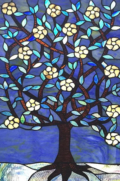 Custom Size Stained Glass Films,Frosted Privacy, Static Cling Poster, Retro Tree Scenic Color Printing Window Film Door Stickers