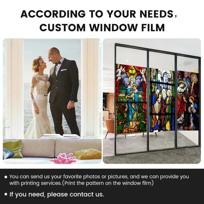 Custom size Window Film Stained Glass Films Jesus Christ Virgin Mary Window Sticker Paper Door Stickers European Church Style