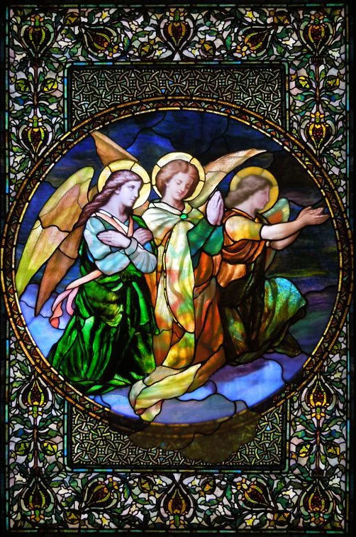 Custom size Stained Glass Window Film European Retro Church Painted Frosted Static Cling Angels Christian Art Virgin Mary
