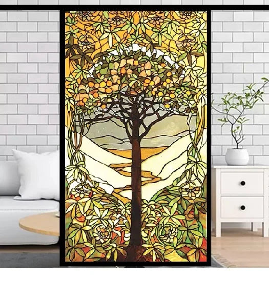 Frosted Privacy Window Film, Stained Glass Film, European Church Style, Colorful Window Stickers, Shower and Bathroom