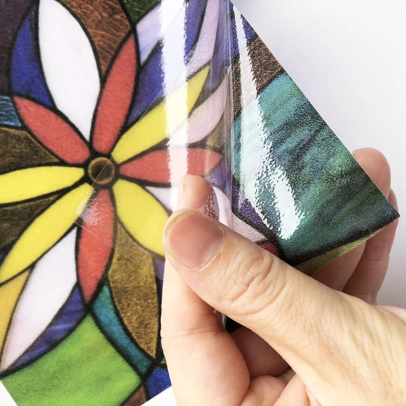 Custom Size Window Film, Stained Glass Stickers, Static Cling, 3D Print Rainbow Mosaic for Window Door, Home Decor