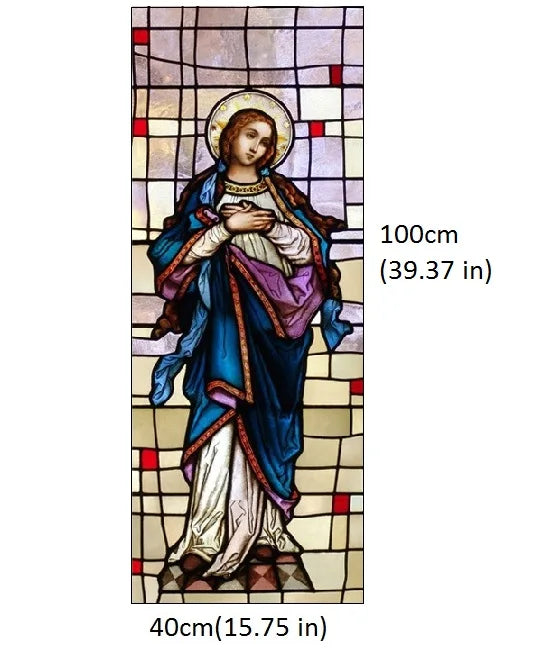 Stained Privacy Window Film Frosted Window Sticker Vinyl Glass Films For Home Office Church Madonna Mary Picture