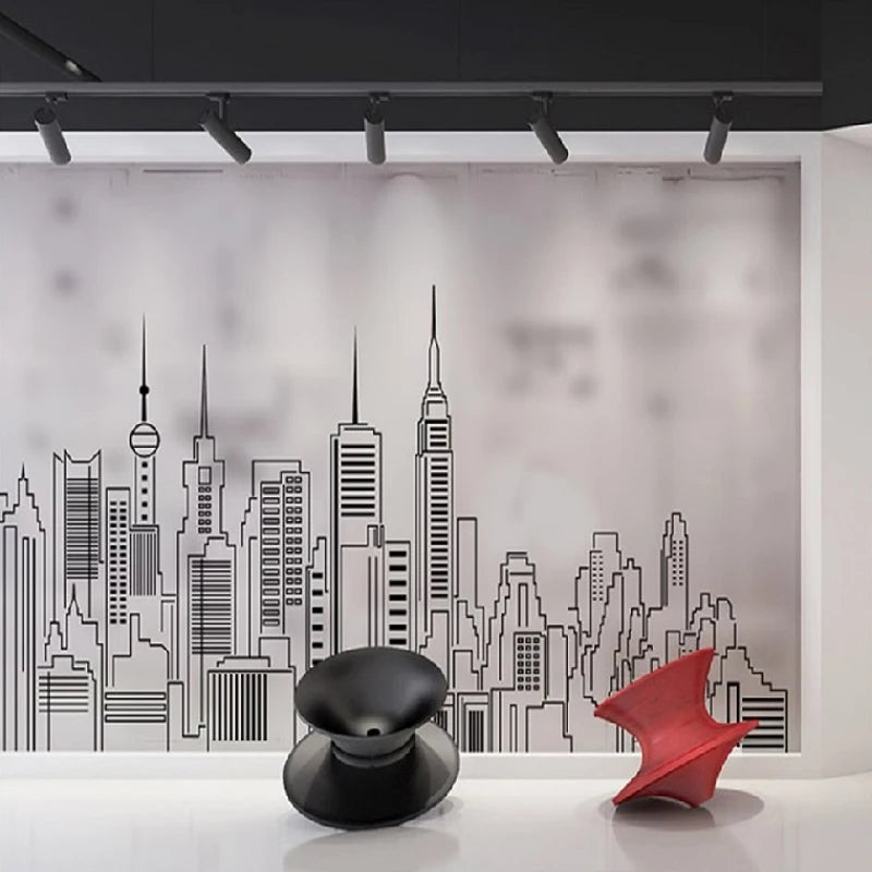 Custom Glass Window Film Frosted Static Cling Sticker Home Foil Stickers For Bathroom Kitchen Glass Moving Door City Build