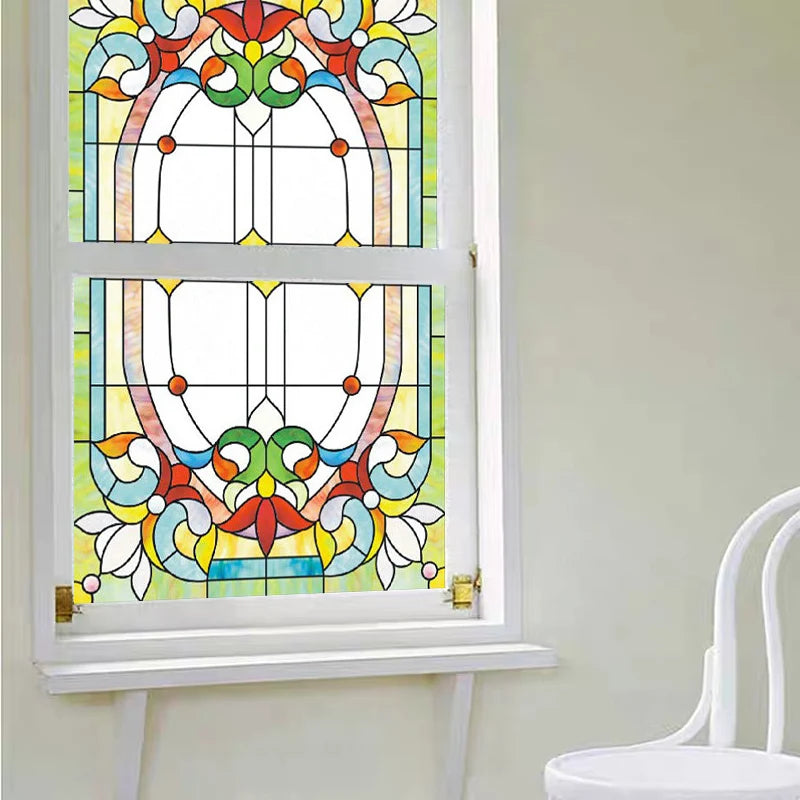 Window Film Frosted Stained Glass Films,Customized Church Home Foil Door Stickers Satic Cling For Bathroom Kitchen Door Skylight