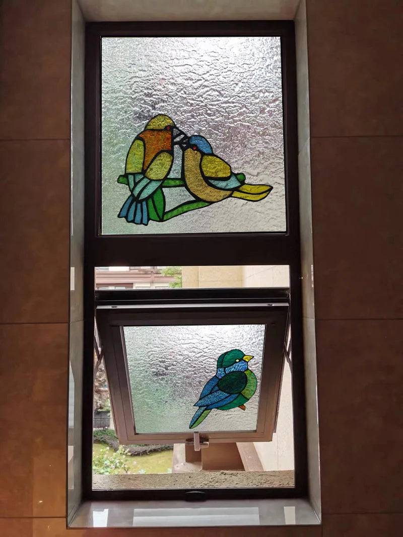 Customized Tiffany Style 3D Stained Glass Window Film,Static Cling Door Sticker,Privacy Frosted Window Decal for Glass Home