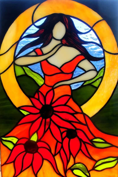 Custom Size Stained Glass Window Film, Church Sticker, Girl Angel Painting, Kitchen, Bathroom, Bedroom, Door, Home Decor