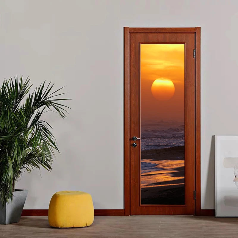 Stained Glass Window Film Frosted Glass Sticker Forest Customized Meteor Moon Sun For Bathroom Bedroom Kitchen  Door Home Decor