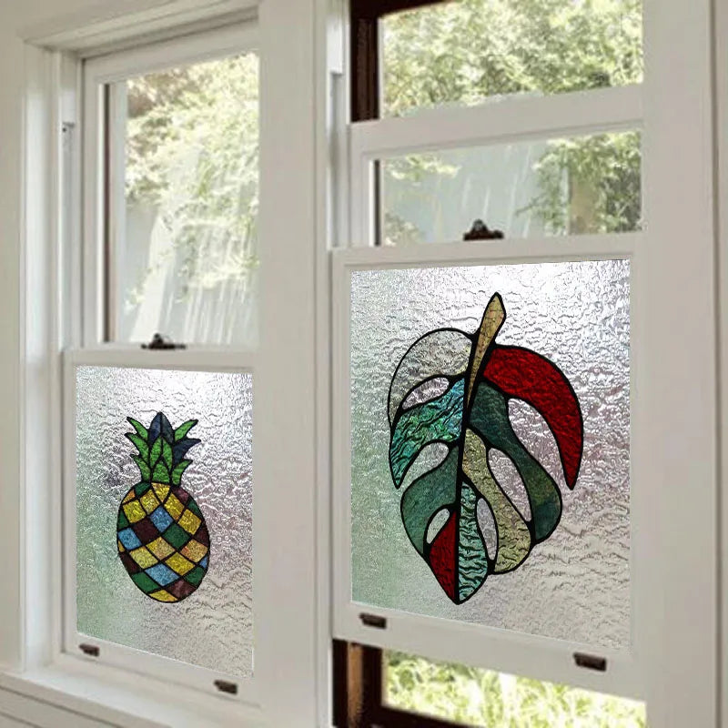 Customized Tiffany Style 3D Stained Glass Window Film,Static Cling Door Sticker,Privacy Frosted Window Decal for Glass Home