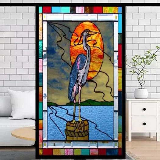 Frosted Privacy Window Film, Stained Glass Film, European Church Style, Colorful Window Stickers, Shower and Bathroom