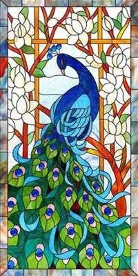 Customized Size No Glue Static Cling Frosted Stained Glass Film Window Films Sticker for Bathroom Door Home Decor Church Peacock