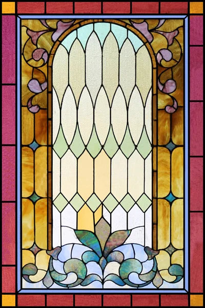 Frosted Stained Glass Window Film, Custom Size Privacy Static Cling, Prairie Style for Kitchen, Bathroom, Office, Skylight