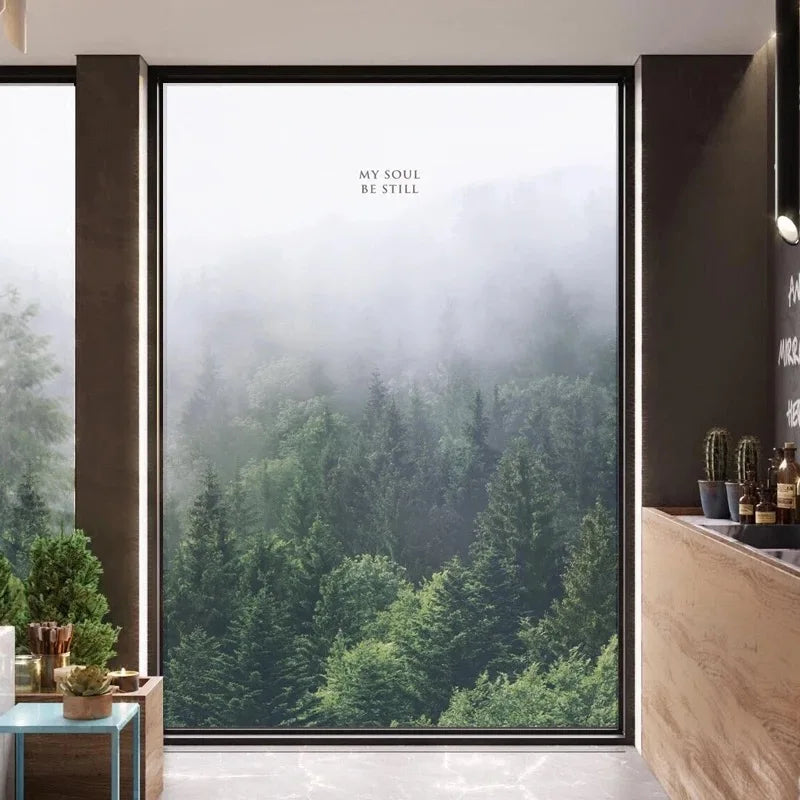 Forest Pattern Glass Films Window Sticker Electrostatic Frosted Home Decor Private Tint-Film For Door Window Cabinet Wardrobe