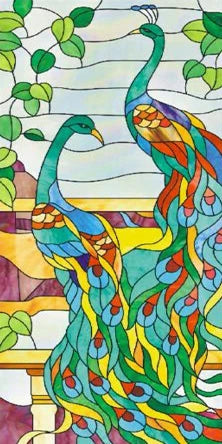 Customized Size No Glue Static Cling Frosted Stained Glass Film Window Films Sticker for Bathroom Door Home Decor Church Peacock