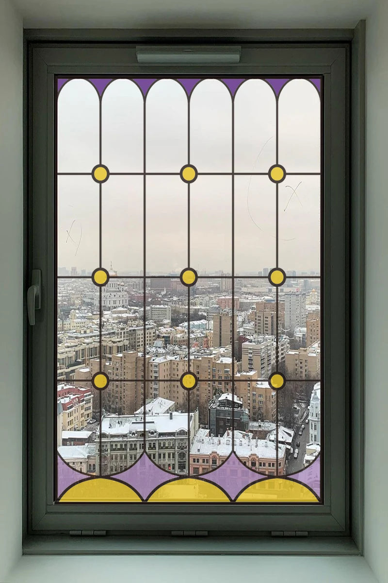 2 Double Sided Stained Glass Film Door Sticker,Decals Window Film,Alert Birds,Dogs,Kids,Guests.Warn Protect Safety Static Cling