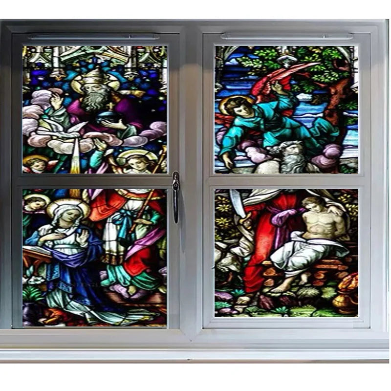 Custom size Window film Door sticker Christian Pictures Wall stickers Glass decor church Jesus self-adhesive Stained Poster