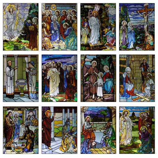 Custom Size Stained Glass Window Film Church style Jesus Angel Picture Sticker Frosted Static Cling Home Church Office Decor