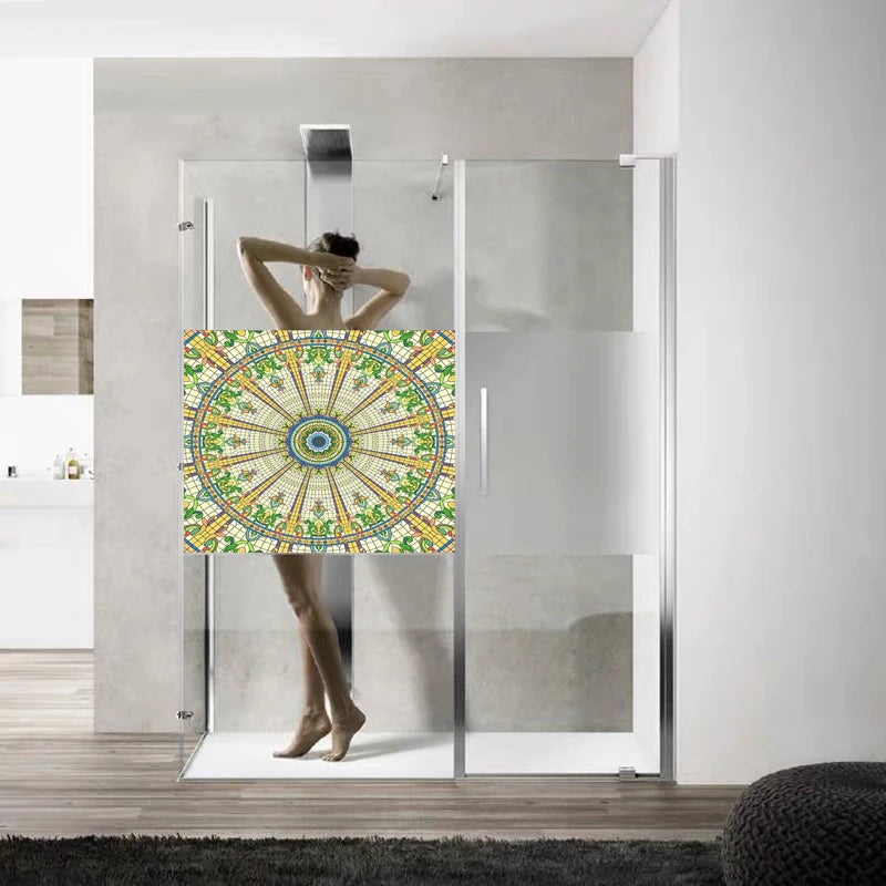 custom size window film electrostatic/self-adhesive frosted stained glass window films church home foil door stickers