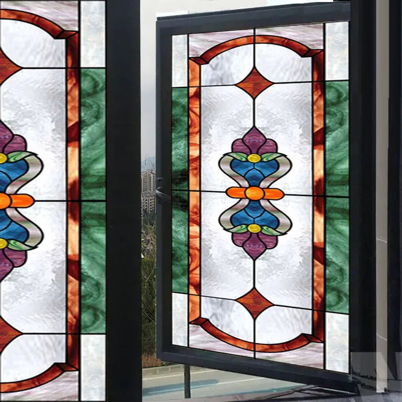 European Church Art Glass Film Stained Window Opaque Sticker Self Adhesive/Static Cling Decor Privacy do custom size B1014