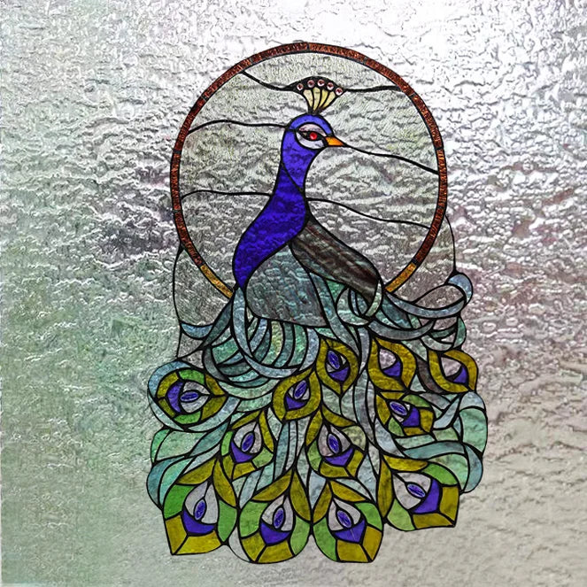 Customized Tiffany Style 3D Stained Glass Window Film,Static Cling Door Sticker,Privacy Frosted Window Decal for Glass Home
