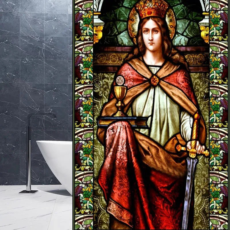 Custom size Stained Glass Window Film European Retro Church Painted Frosted Static Cling Angels Christian Art Virgin Mary