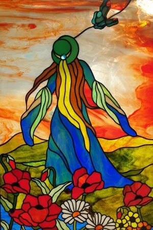 Frosted Stained Glass Window Film, Custom Size, Static Cling, People Girls Angel Sticker, Room, Kitchen, Office, Home Decor