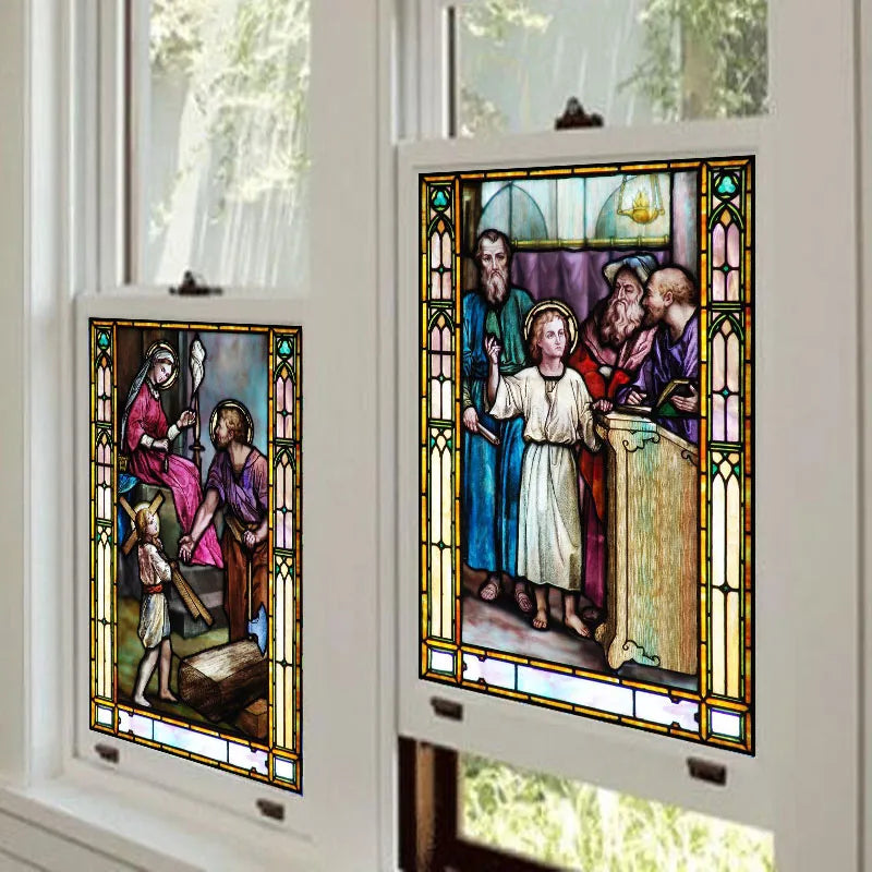 Window Film Frosted Stained Glass Films,Customized Chris/Jesus/Mary Pictures,Church, Chapel Prayer Room Home Decor