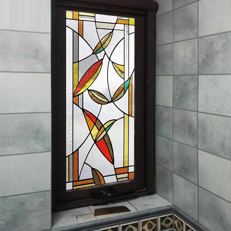 European Church Glass Film Stained Window Opaque Sticker Self Adhesive/Static Cling Decor Privacy Frosted Films Custom Size