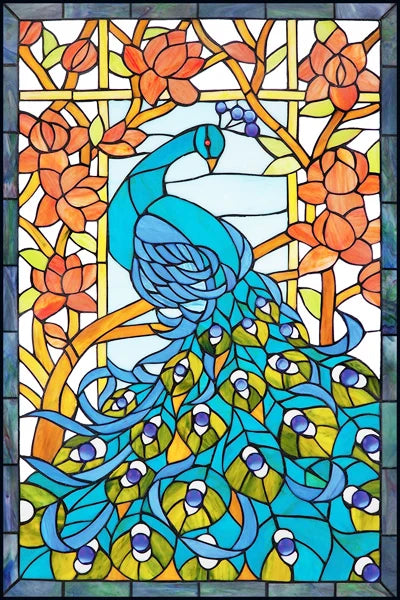 Customized Stained Glass Film Window Films Static Cling Frosted Sticker Tiffany-Style Poster Home Decor Church Peacock Birds