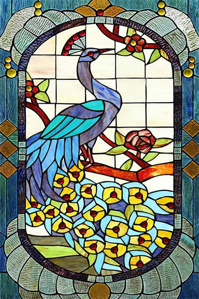 Customized Stained Glass Film Window Films Static Cling Frosted Sticker Tiffany-Style Poster Home Decor Church Peacock Birds