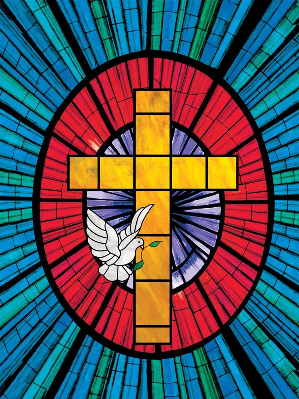 Window Film Frosted Religious Stained Glass Films,Customized Crosses Dove Static Cling Church Pattern for Office Home Decor