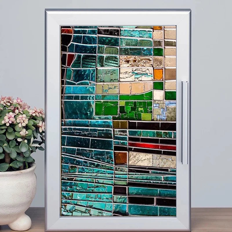 Custom Size Window Films Stained Glass Films Electrostatic Cling Frosted Opaque Church Home Foil Door Stickers Window Treatment