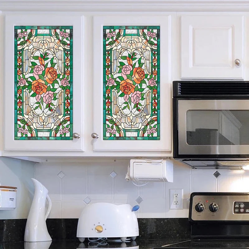 Customized Stained Glass Film Window Films,Static Cling Frosted Church Crosses,Bathroom Kitchen Cupboard Door Sticker Home Decor