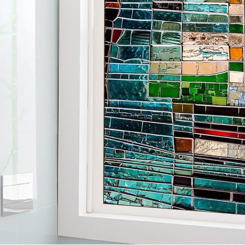 Custom Size Window Films Stained Glass Films Electrostatic Cling Frosted Opaque Church Home Foil Door Stickers Window Treatment