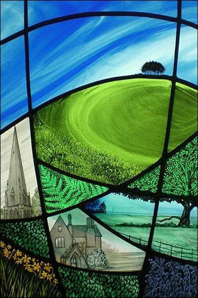 Custom Size Stained Glass Window Film Decorative Frosted Privacy Sticker Non Adhesive Static Cling Removable Retro Village Life