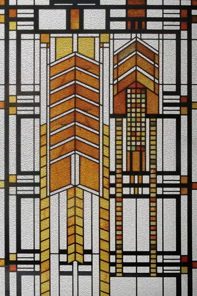 Frosted Stained Glass Window Film, Custom Size Privacy Static Cling, Prairie Style for Kitchen, Bathroom, Office, Skylight