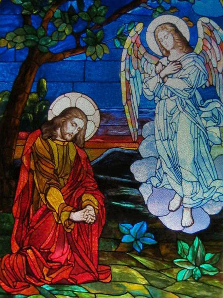 Custom Size Stained Glass Window Film Church style Jesus Angel Picture Sticker Frosted Static Cling Home Church Office Decor