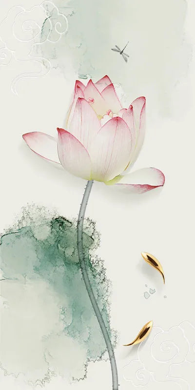 Stained Glass Door Stickers, Opaque Self-Adhesive, Lotus Poster for Kitchen, Bedroom, Bathroom, Customized Size