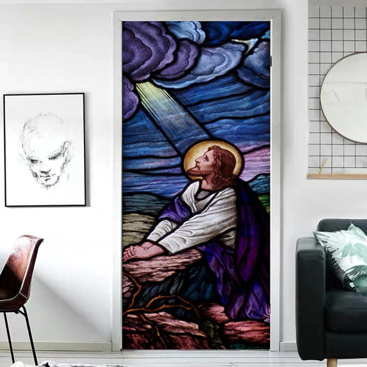 Jesus Christ Stained Glass Films, Frosted Stickers, Sliding Door, Hallway, Shower Room, Home Decoration, Custom Size